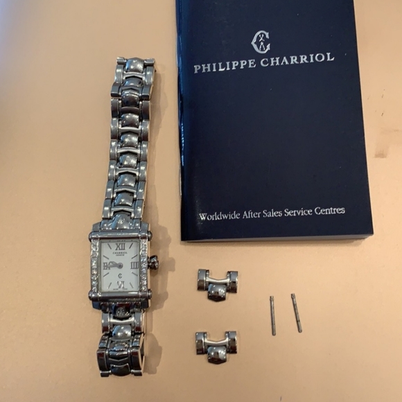 ⌚Philippe Charriol Diamond Columbus Watch Box Links 28504 Colvubvs white face - Picture 6 of 13